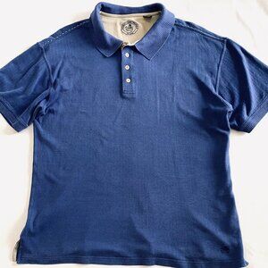 Nat Nast Luxury blue silk & cotton knit polo shirt Mens Large short sleeve
